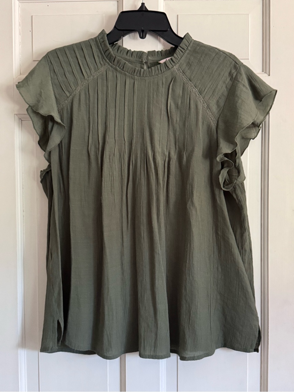 Nanette Lapore Women's Olive Pintuck Ruffle Sleeve Blouse